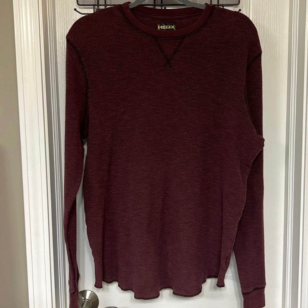 Men’s HELIX Cotton Blend Waffle Knit Long Sleeve Shirt Size XXL